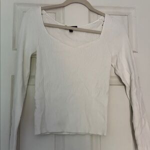 Banana Republic White Ribbed Knit Top